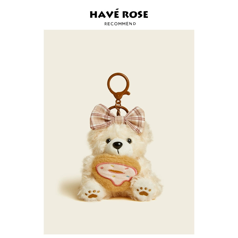 HAVEROSE original niche bear bag pendant high-grade rex rabbit fur schoolbag pendant creative keychain female