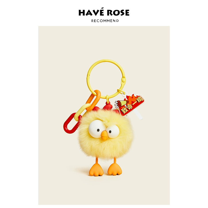 HAVEROSE original niche bear bag pendant high-grade rex rabbit fur schoolbag pendant creative keychain female