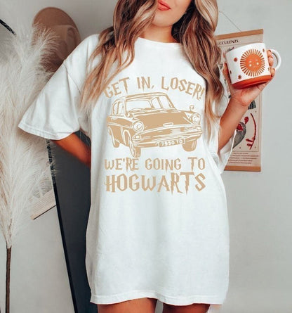 Get In Loser We're Going To Hogwart Car Print T-shirt