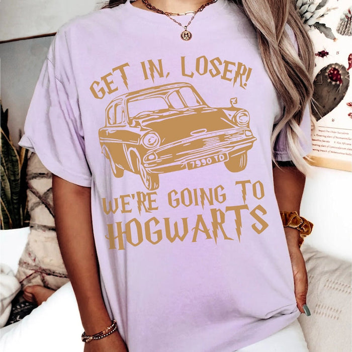 Get In Loser We're Going To Hogwart Car Print T-shirt